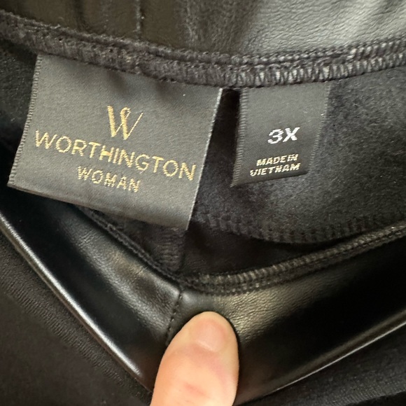 Worthington Black Leggings with Faux Leather Detail size 3x New with Tags - Picture 3 of 6
